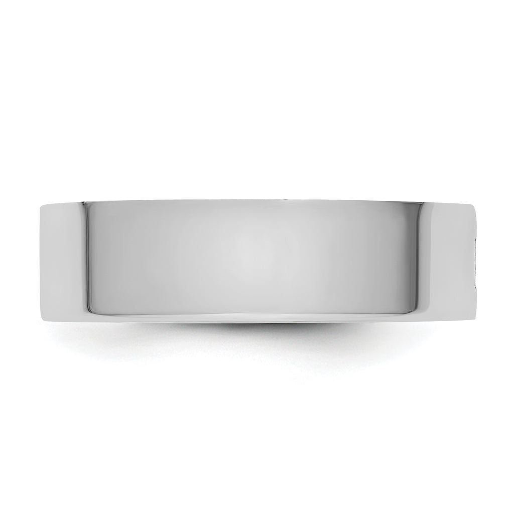 14K White Gold Flat Wedding Band 6mm