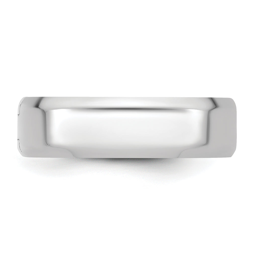 14K White Gold Beveled Wedding Band 6mm