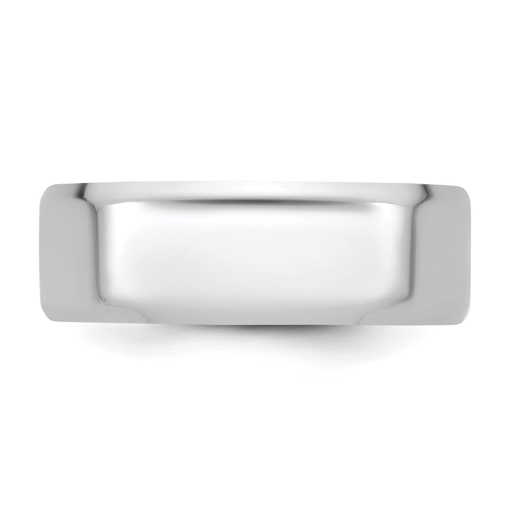 14K White Gold Beveled Wedding Band 7mm