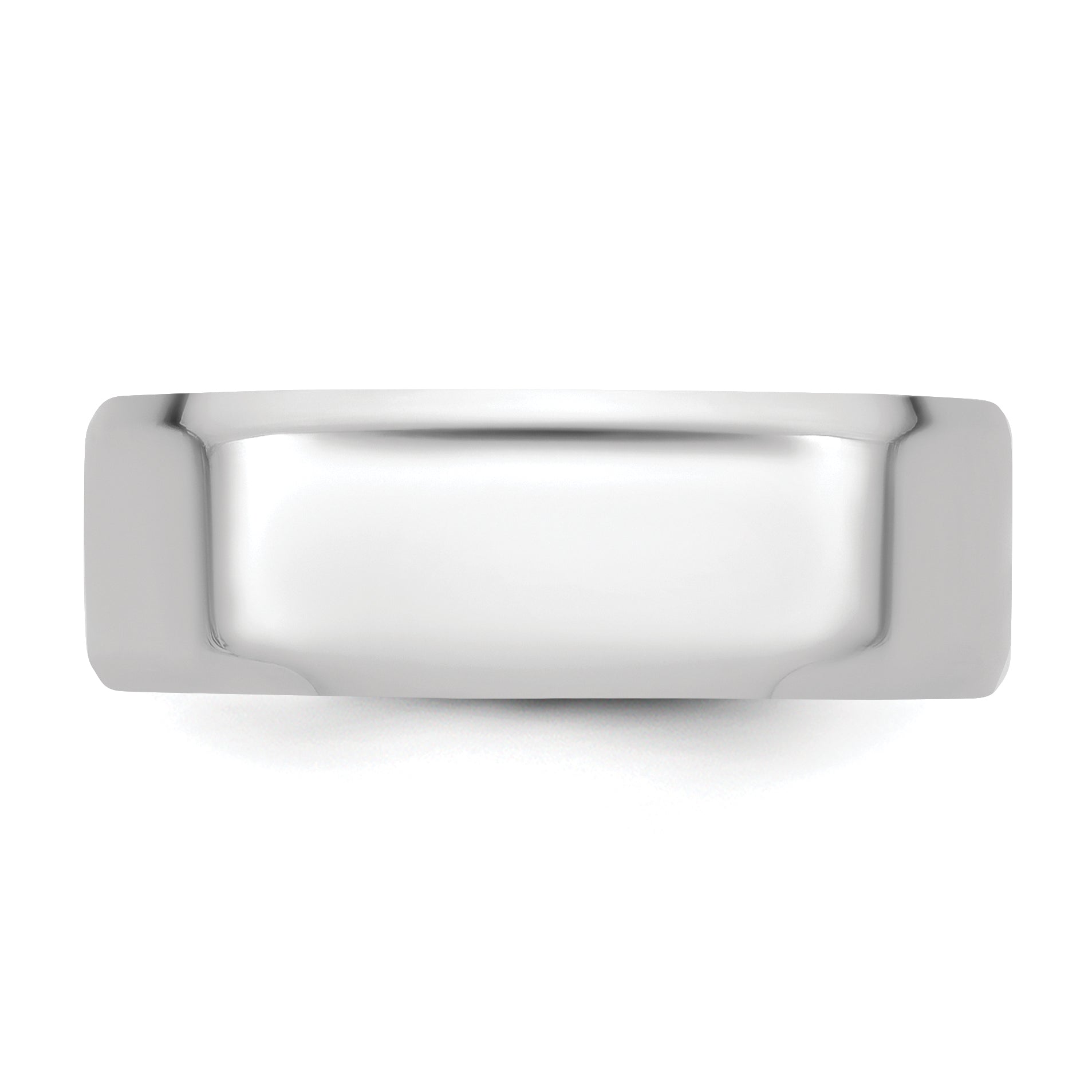 14K White Gold Beveled Wedding Band 7mm