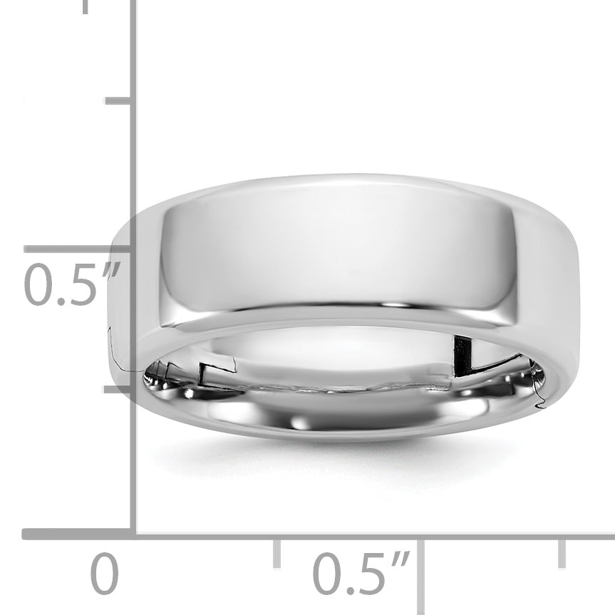 14K White Gold Beveled Wedding Band 7mm