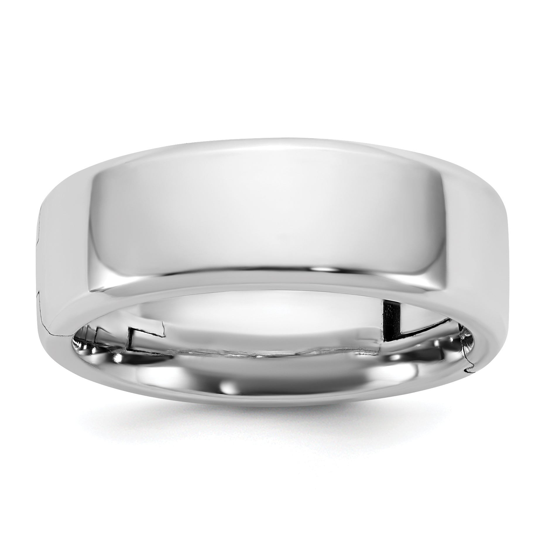 14K White Gold Beveled Wedding Band 7mm Main image