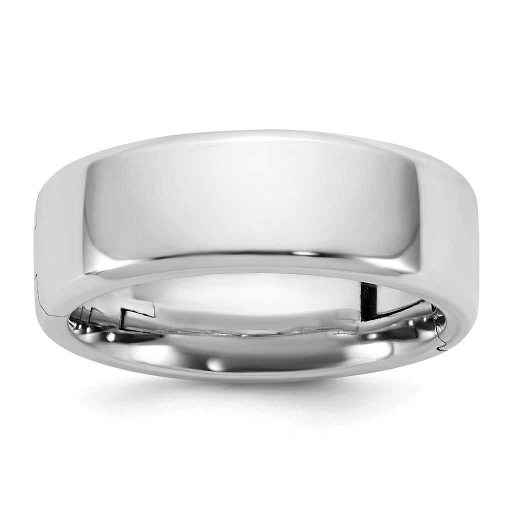 14K White Gold Beveled Wedding Band 7mm