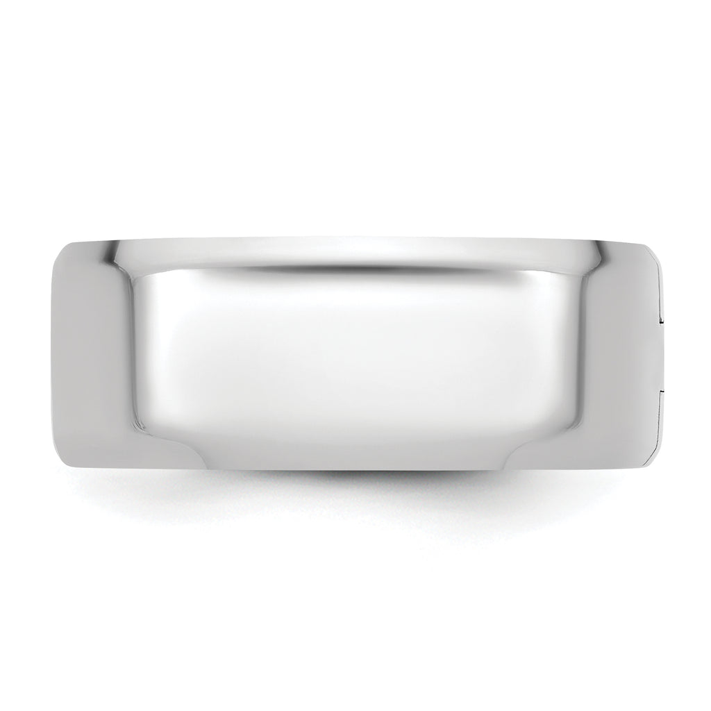 14K White Gold Beveled Wedding Band 8mm