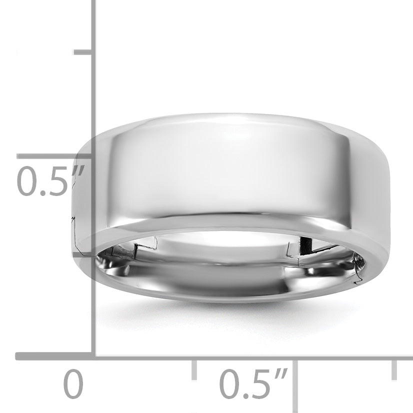 14K White Gold Beveled Wedding Band 8mm