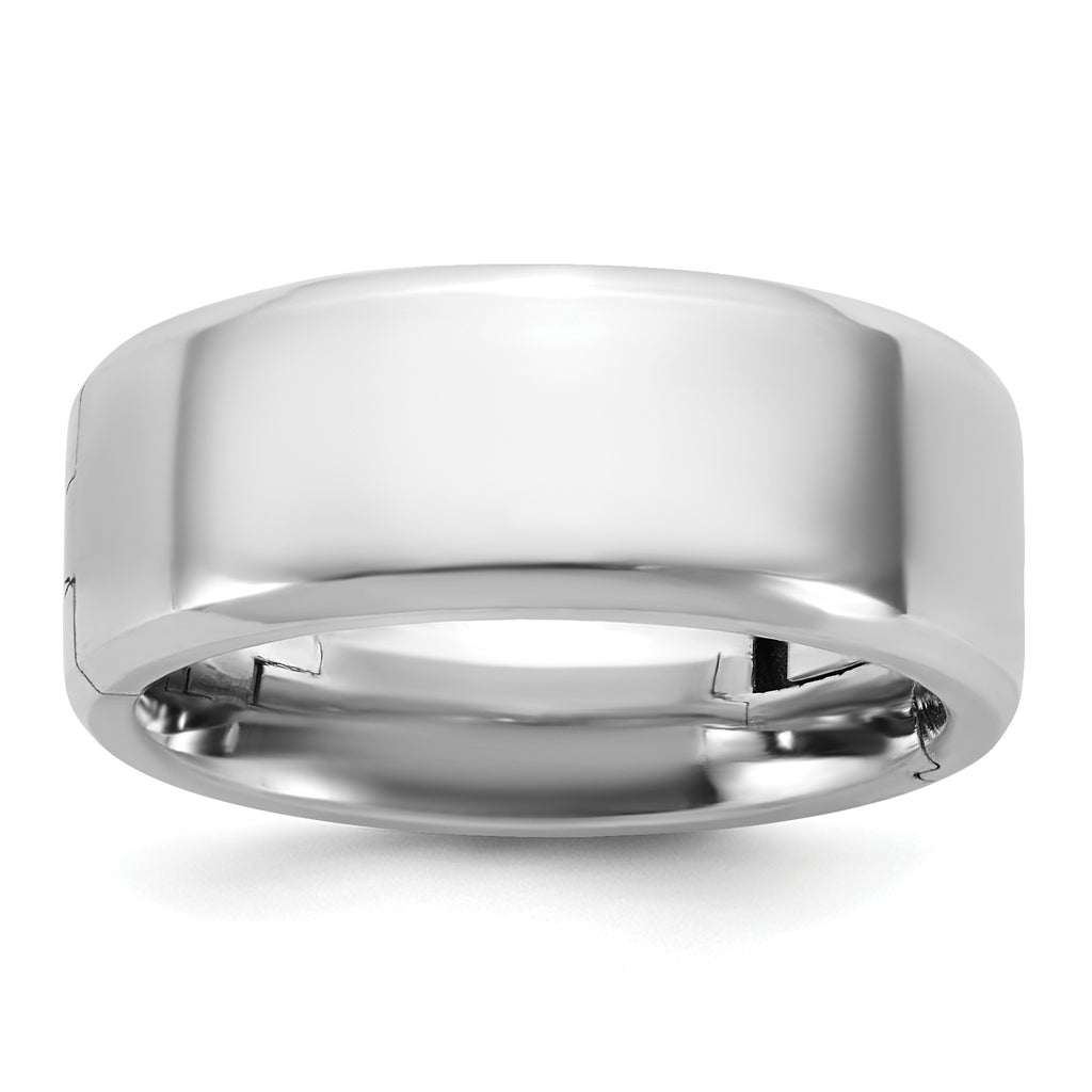 14kw CLIQ 8mm Hinged Beveled Edge Wedding Band