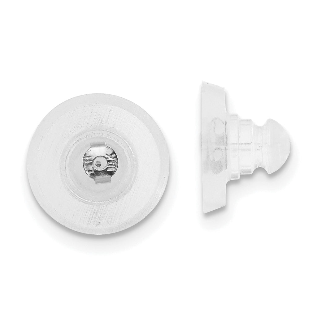 Silicone Sliders Sterling Silver Rhodium-plated Disk 1 Pair