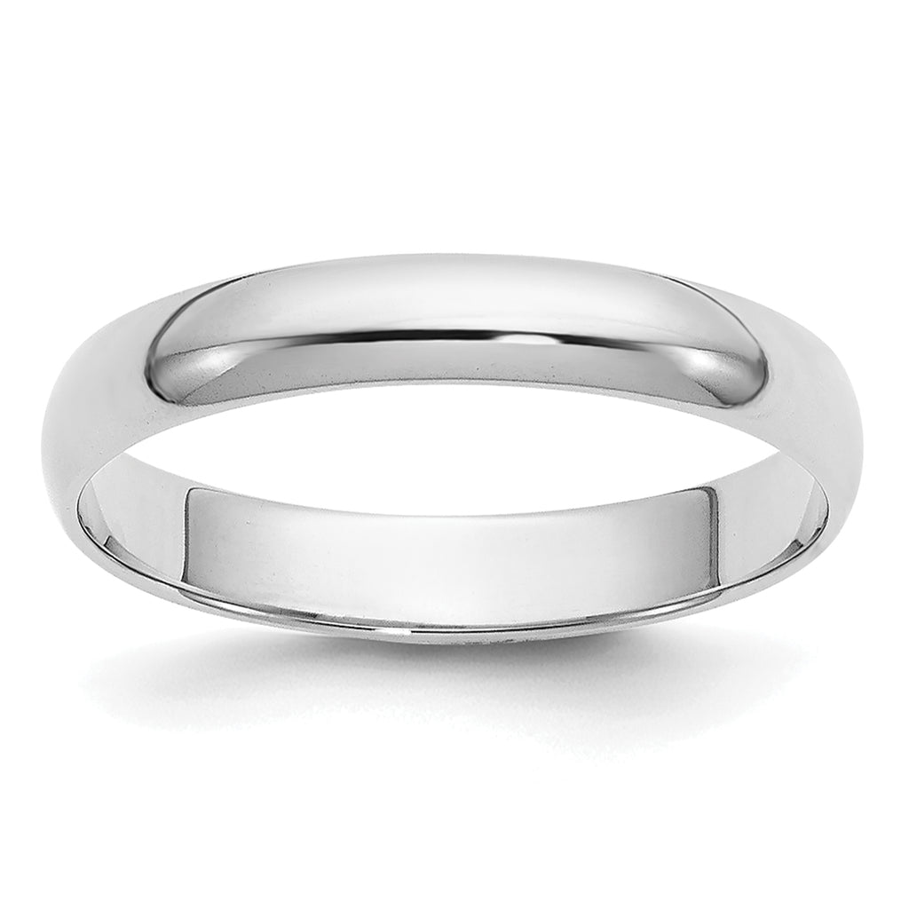 14k White Gold 3mm Half-Round Wedding Band