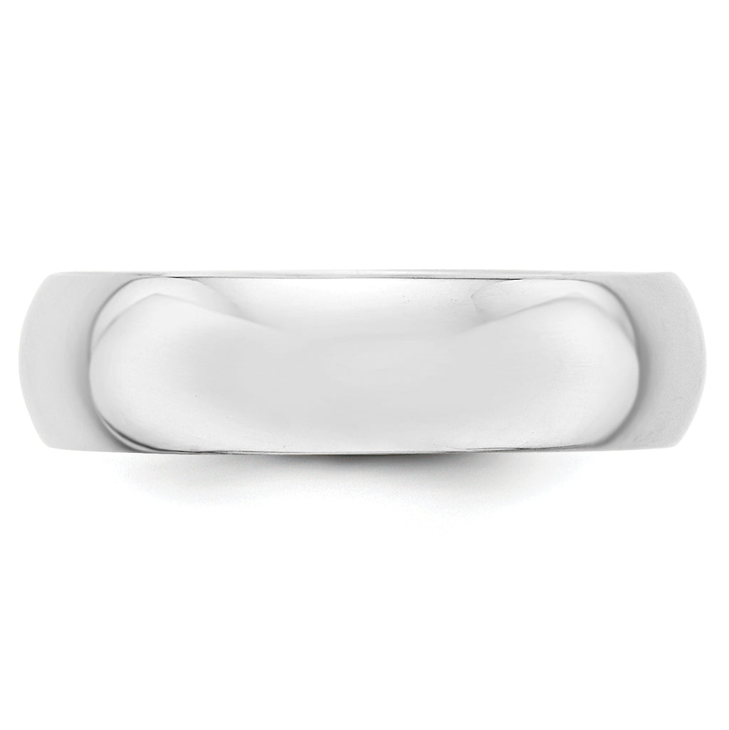 6.0mm 10K White Gold Standard Half Round Wedding Band - Sophia Jewelers