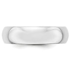 14k White Gold 6mm Half-Round Wedding Band