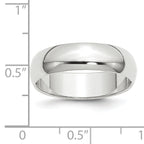 14K White Gold Half-Round Wedding Band 6mm