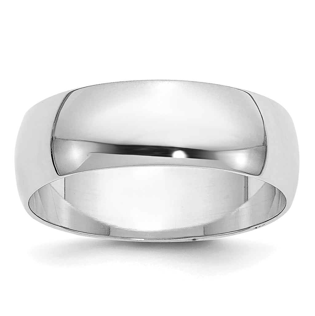 14K White Gold Half-Round Wedding Band 6mm