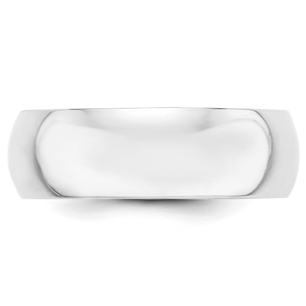 14K White Gold Half-Round Wedding Band 7mm