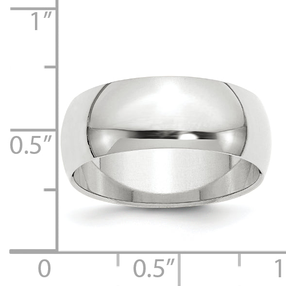 14k White Gold 8mm Half-Round Wedding Band Secondary image