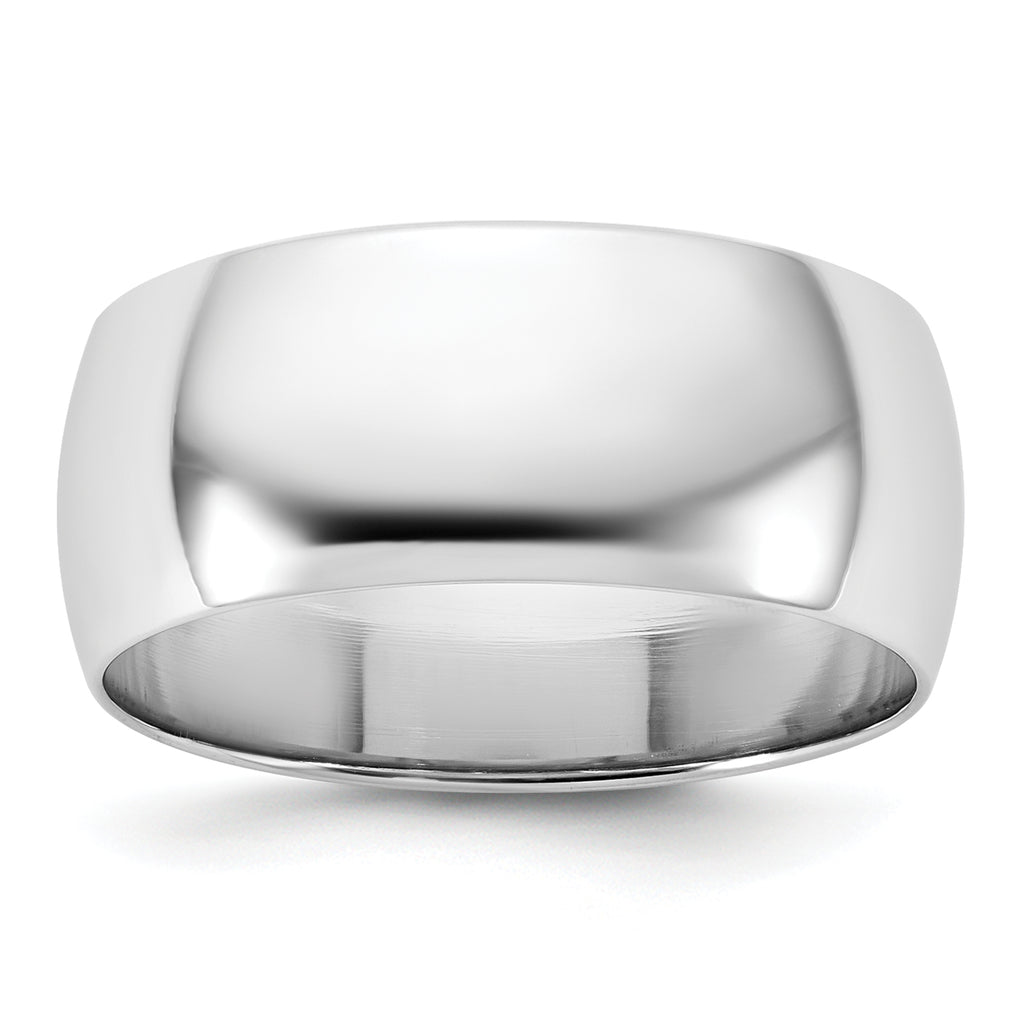 8.0mm 10K White Gold Standard Half Round Wedding Band - Sophia Jewelers
