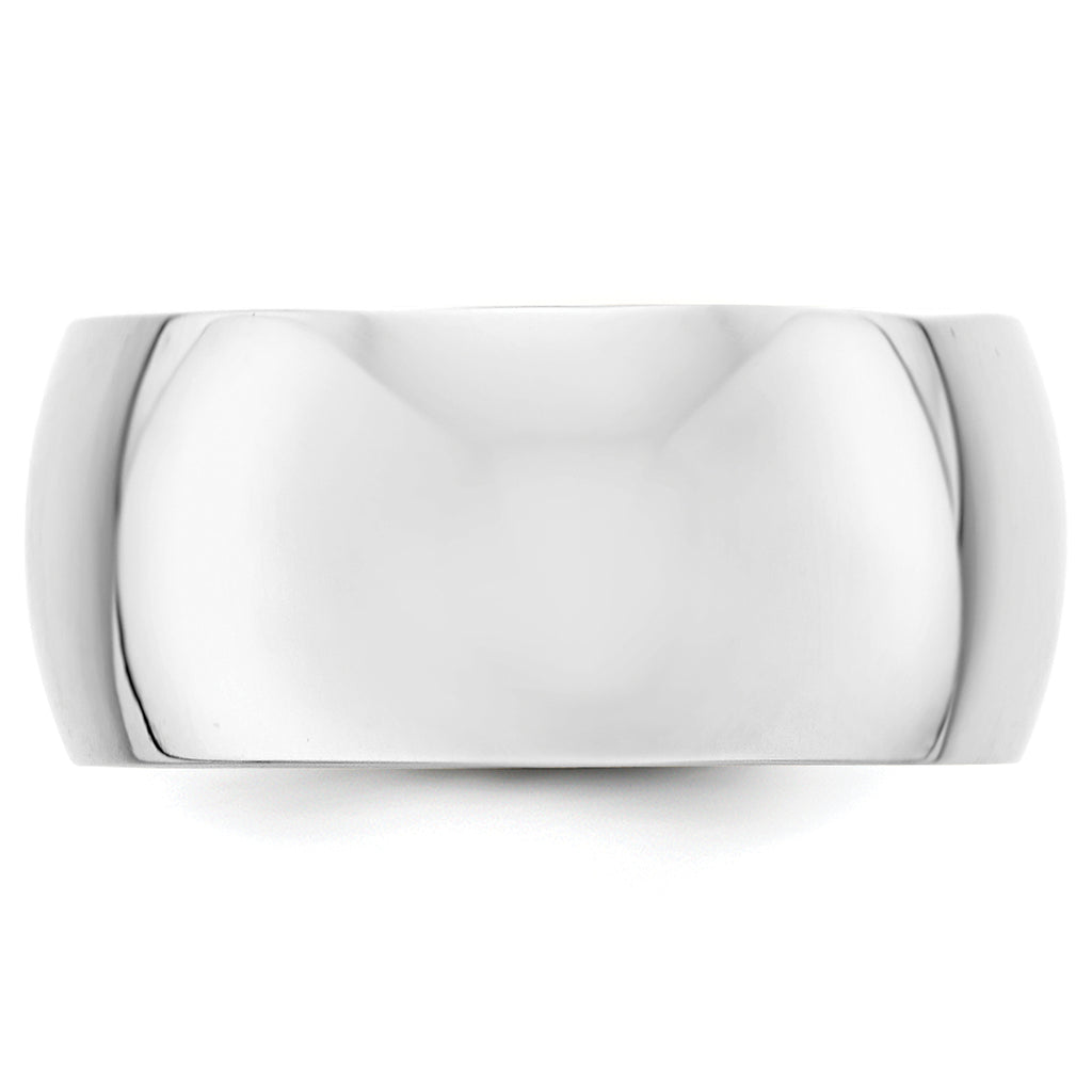 14K White Gold Half-Round Wedding Band 10mm