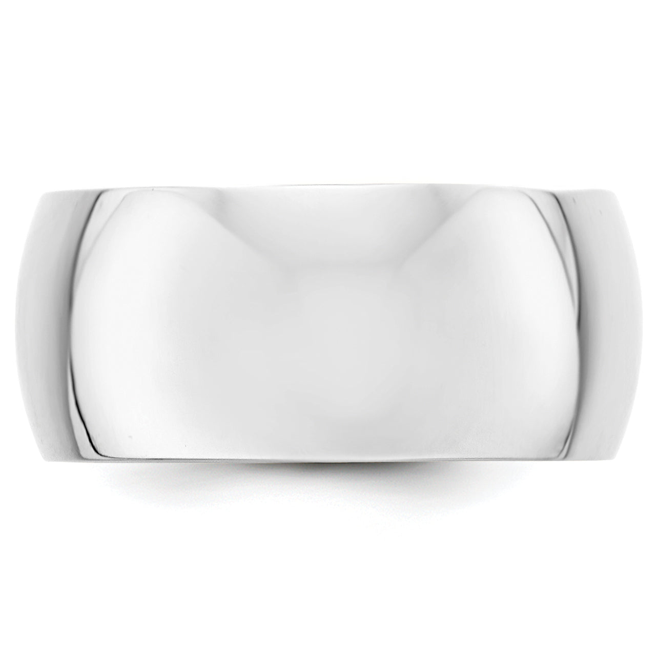 14K White Gold Half-Round Wedding Band 10mm