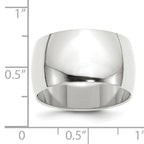 12.0mm 10K White Gold Standard Half Round Wedding Band - Sophia Jewelers