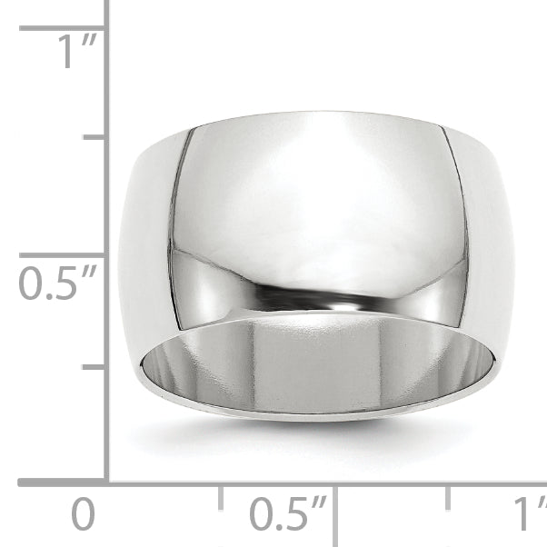 14k White Gold 12mm Half-Round Wedding Band Secondary image