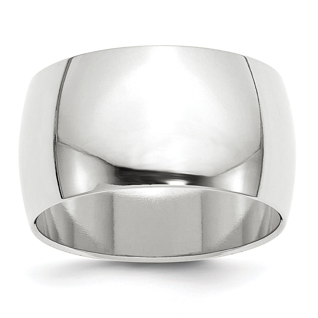 14k White Gold 12mm Half-Round Wedding Band