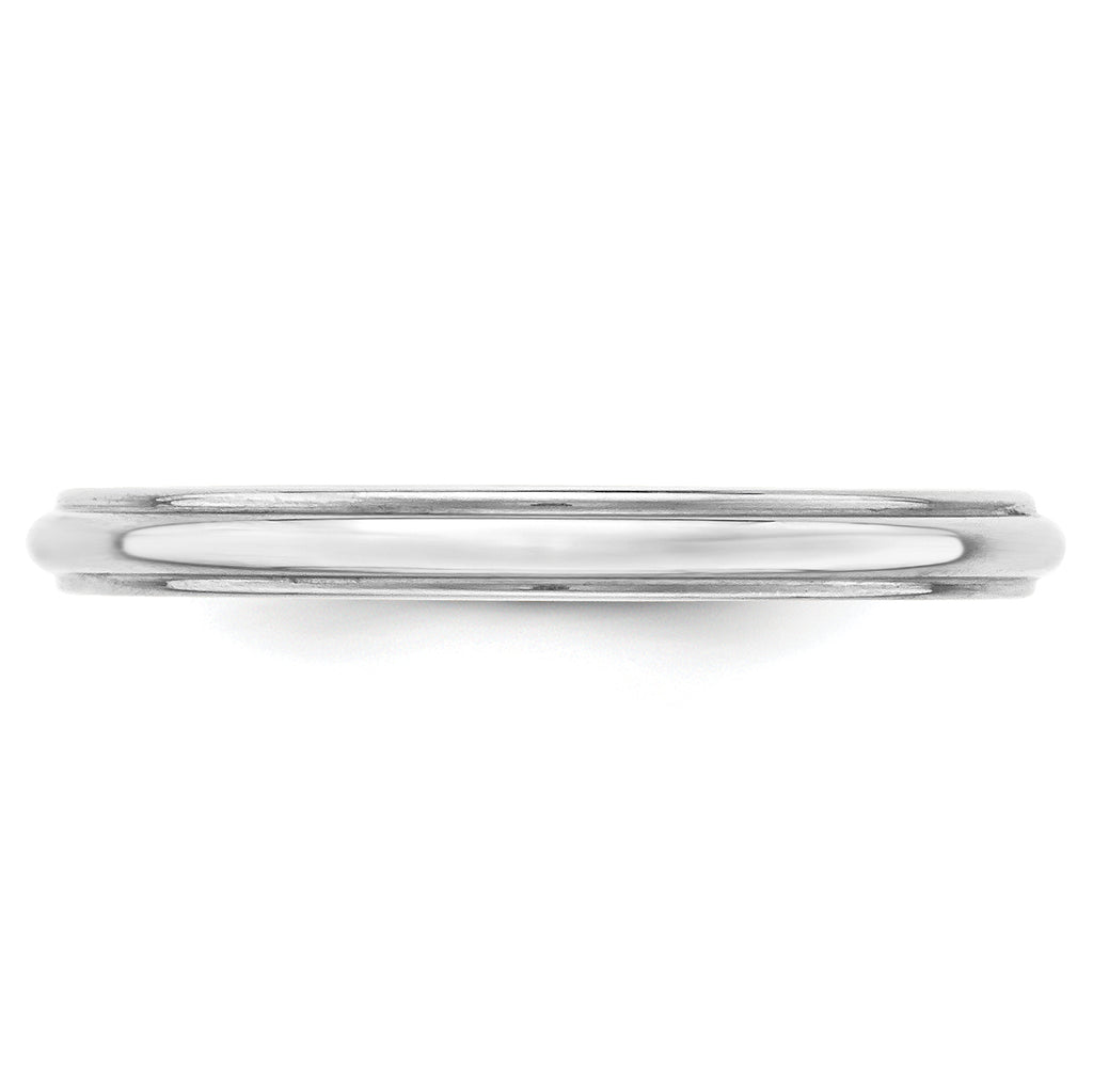 14k White Gold 2.5mm Half Round with Edge Wedding Band