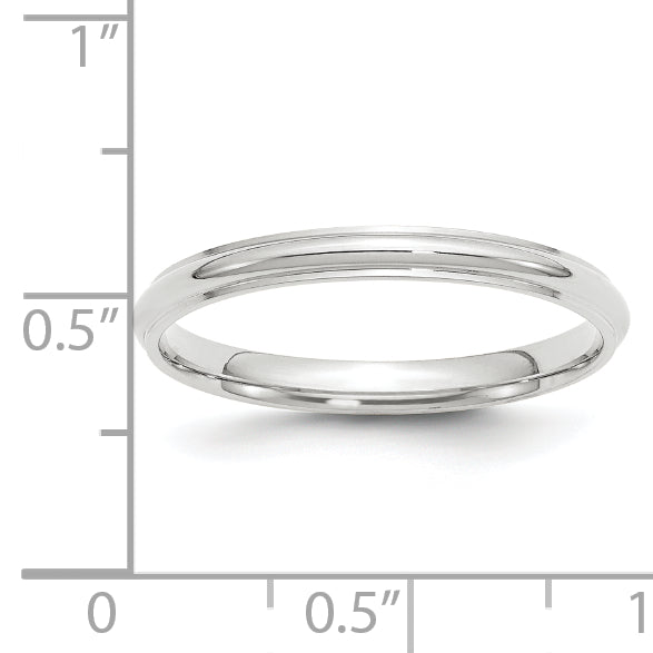 2.5mm 10K White Gold Half Round with Edge Wedding Band - Sophia Jewelers