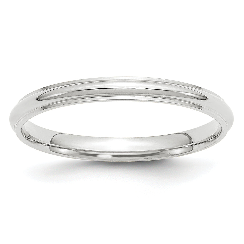 2.5mm 10K White Gold Half Round with Edge Wedding Band - Sophia Jewelers
