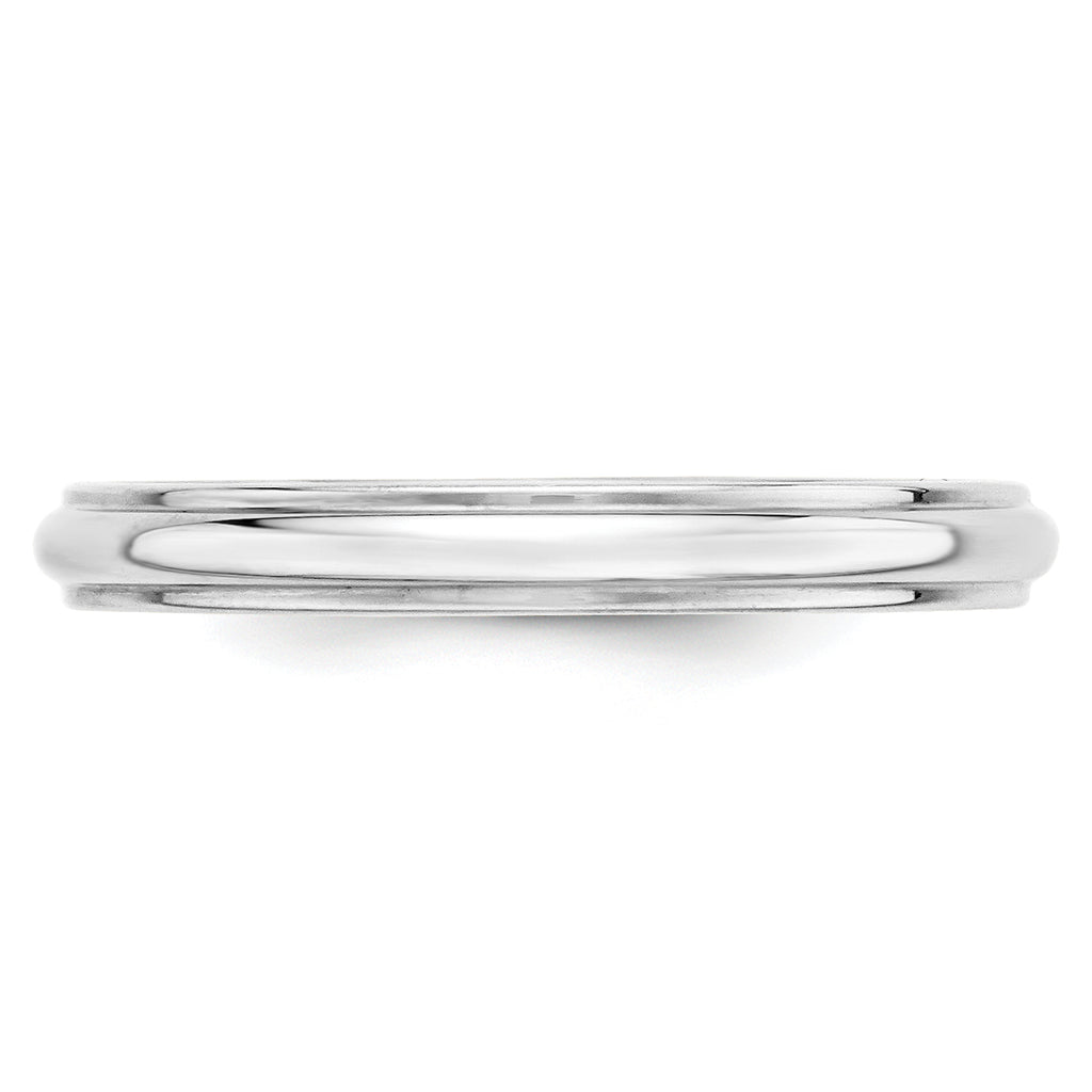 14k White Gold 3mm Half Round with Edge Wedding Band