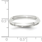 3.0mm 10K White Gold Half Round with Edge Wedding Band - Sophia Jewelers
