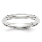 14k White Gold 3mm Half Round with Edge Wedding Band