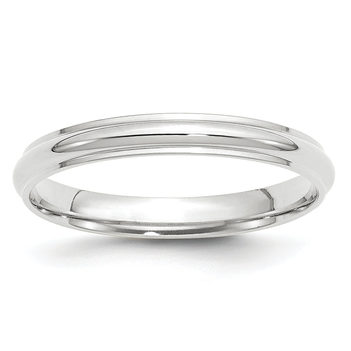 14k White Gold 3mm Half Round with Edge Wedding Band