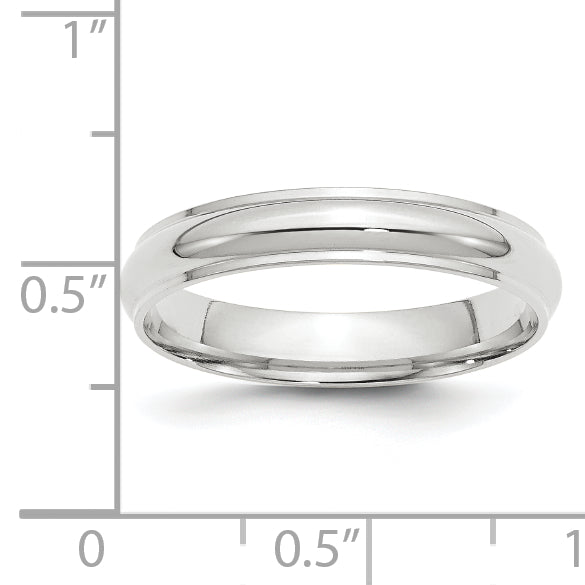 14k White Gold 4mm Half Round with Edge Wedding Band