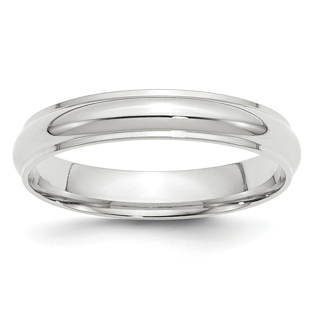 14K White Gold Half-Round Wedding Band 4mm