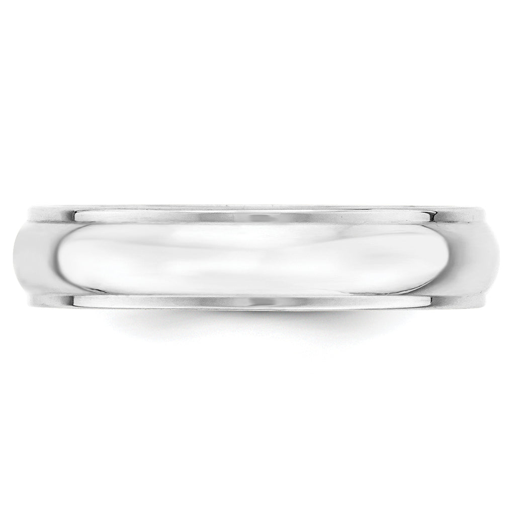 14k White Gold 5mm Half Round with Edge Wedding Band