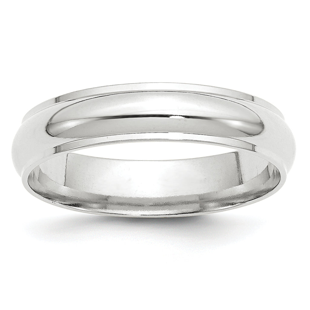 5.0mm 10K White Gold Half Round with Edge Wedding Band - Sophia Jewelers