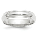 5.0mm 10K White Gold Half Round with Edge Wedding Band - Sophia Jewelers