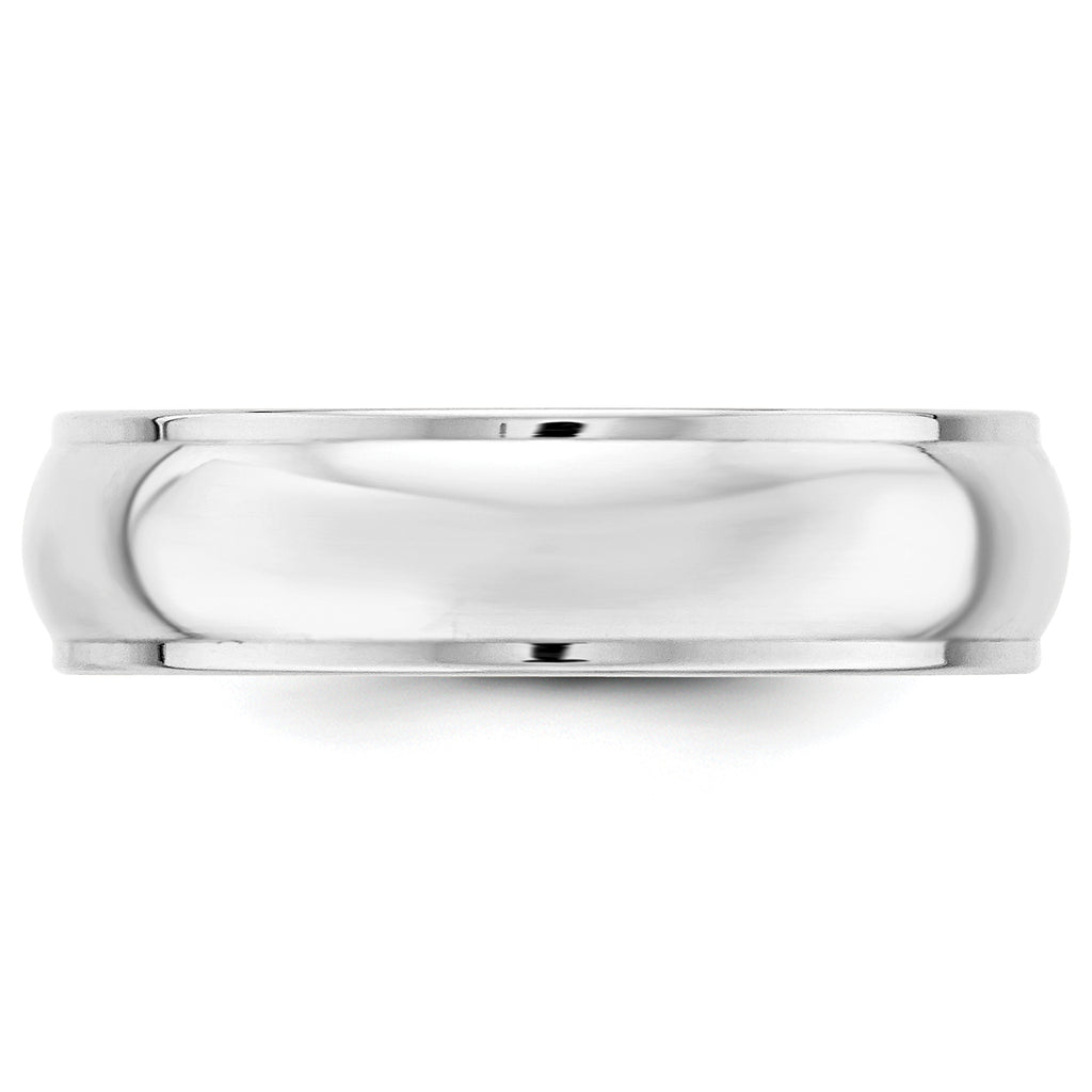 14K White Gold Half-Round Wedding Band 6mm