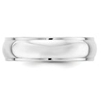 14K White Gold Half-Round Wedding Band 6mm