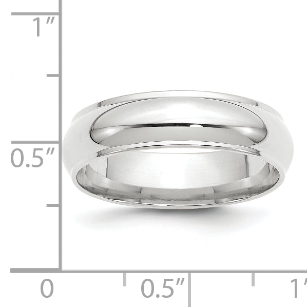 6.0mm 10K White Gold Half Round with Edge Wedding Band - Sophia Jewelers
