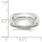 14K White Gold Half-Round Wedding Band 6mm