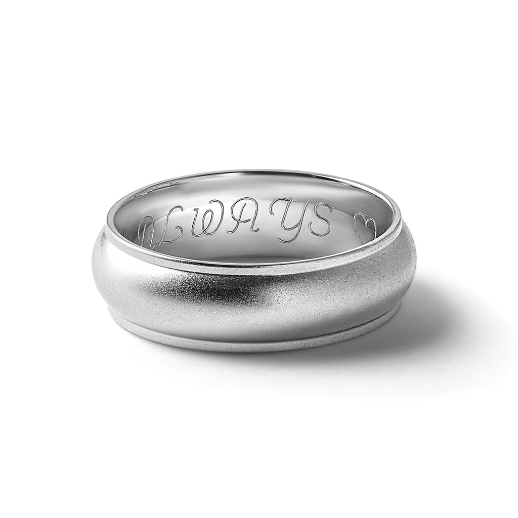 14k White Gold 6mm Half Round with Edge Wedding Band