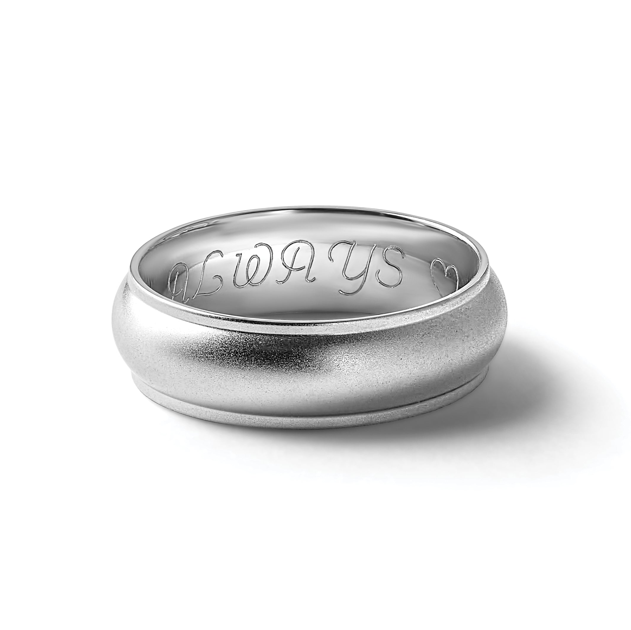 14k White Gold 6mm Half Round with Edge Wedding Band