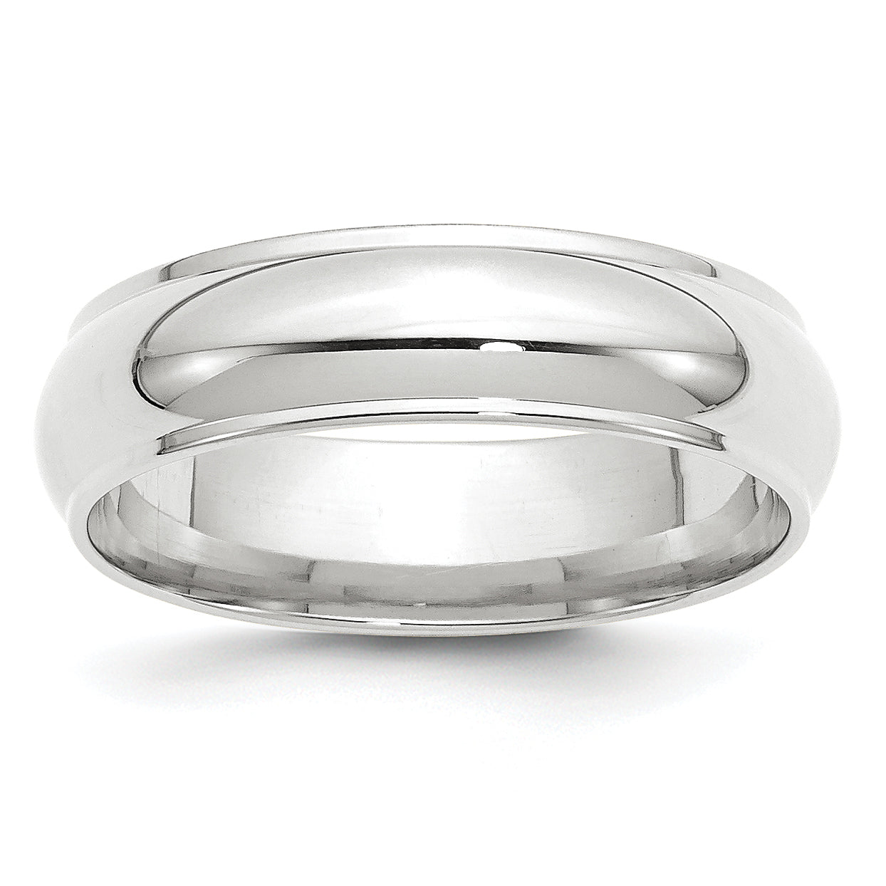 6.0mm 10K White Gold Half Round with Edge Wedding Band - Sophia Jewelers Main image