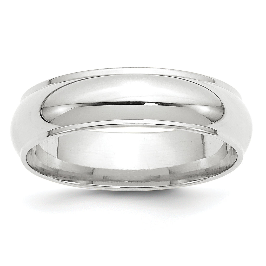 6.0mm 10K White Gold Half Round with Edge Wedding Band - Sophia Jewelers