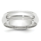 14k White Gold 6mm Half Round with Edge Wedding Band