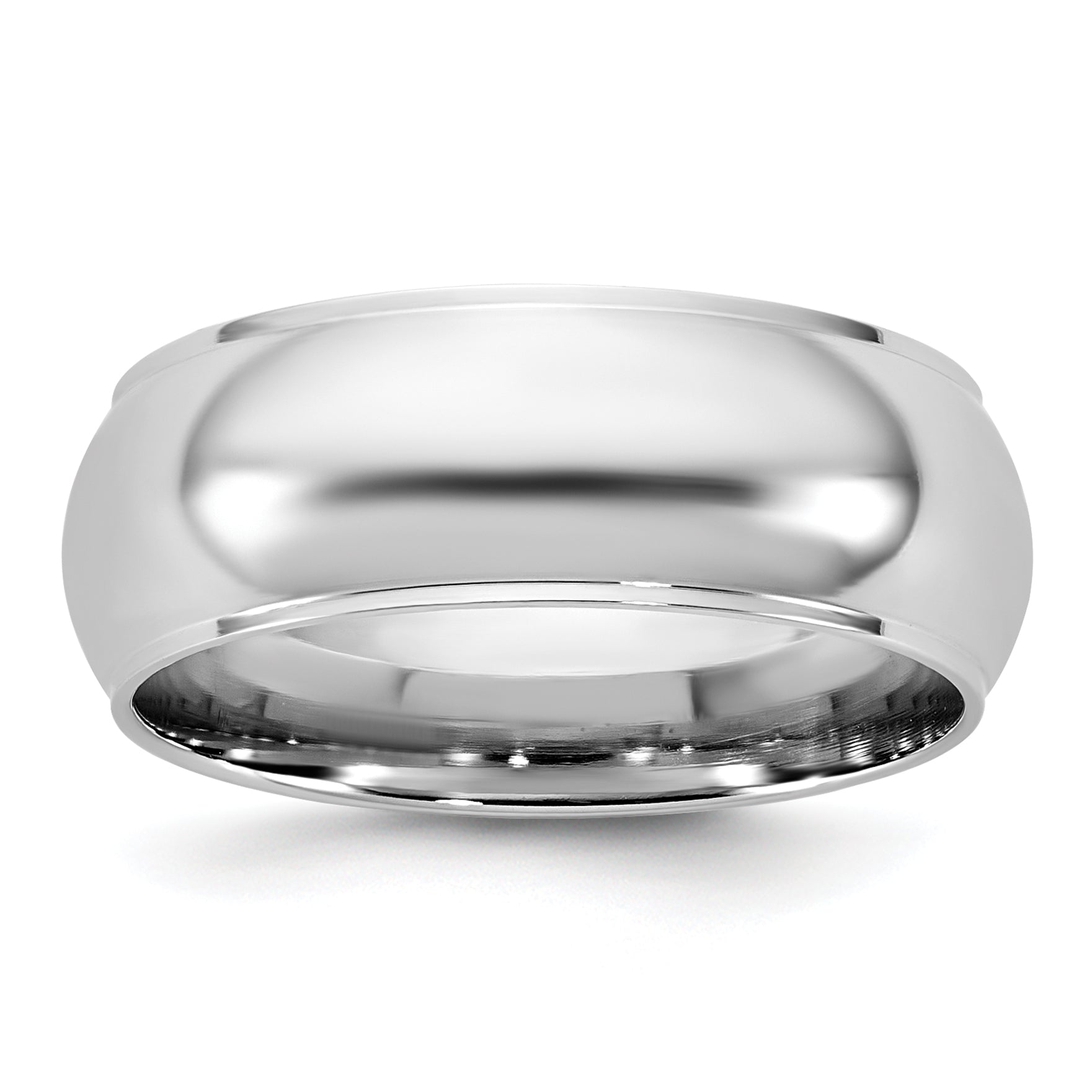7.0mm 10K White Gold Half Round with Edge Wedding Band - Sophia Jewelers Main image