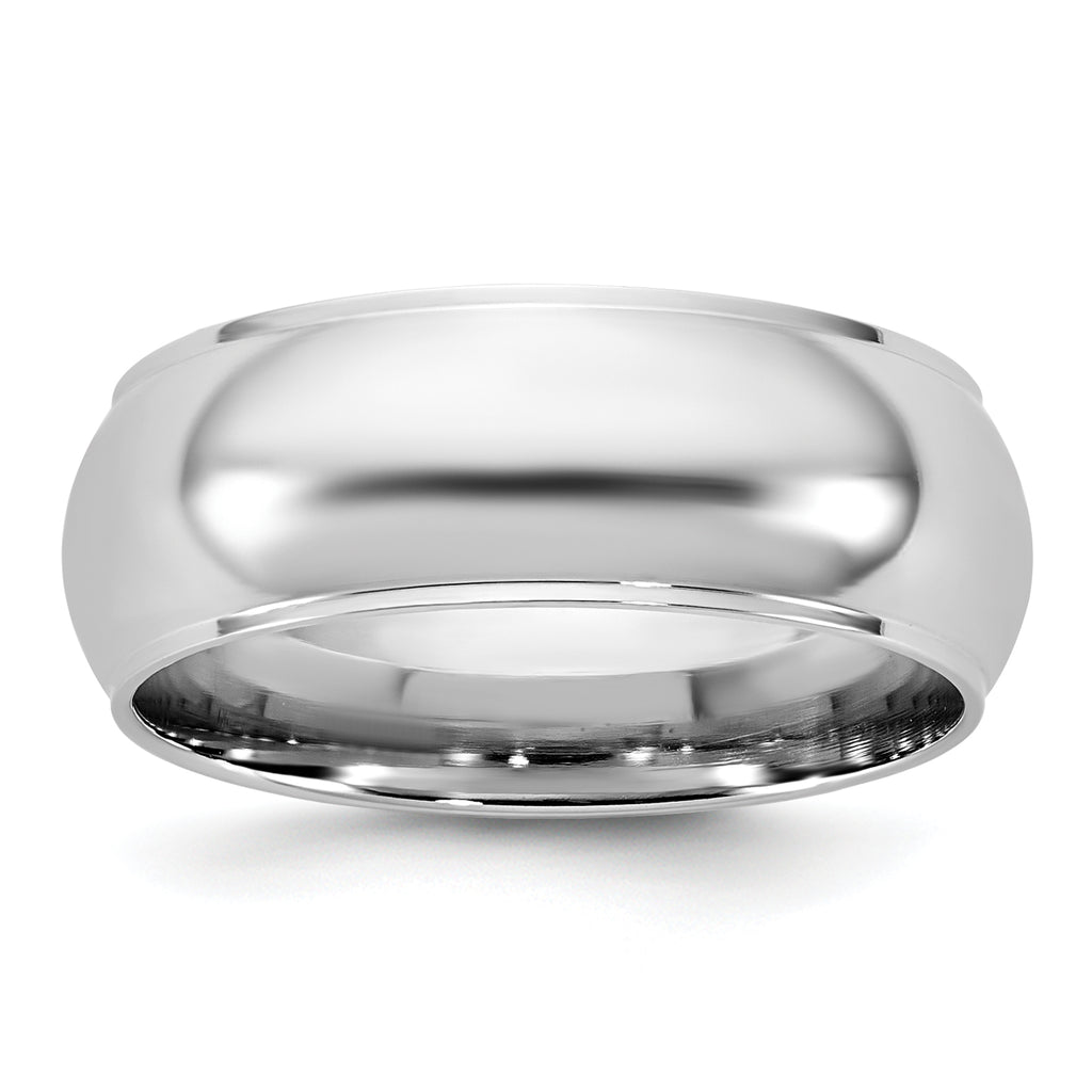 7.0mm 10K White Gold Half Round with Edge Wedding Band - Sophia Jewelers
