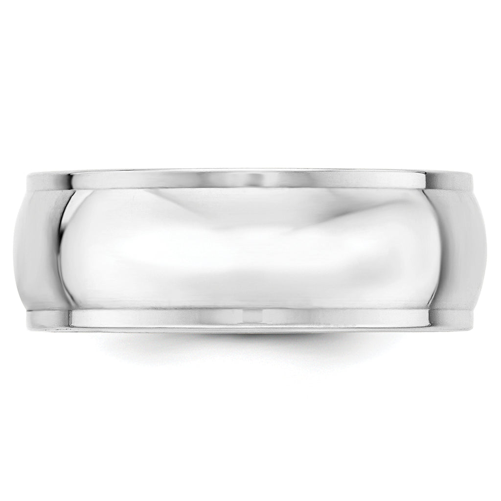 14k White Gold 8mm Half Round with Edge Wedding Band
