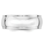 14k White Gold 8mm Half Round with Edge Wedding Band