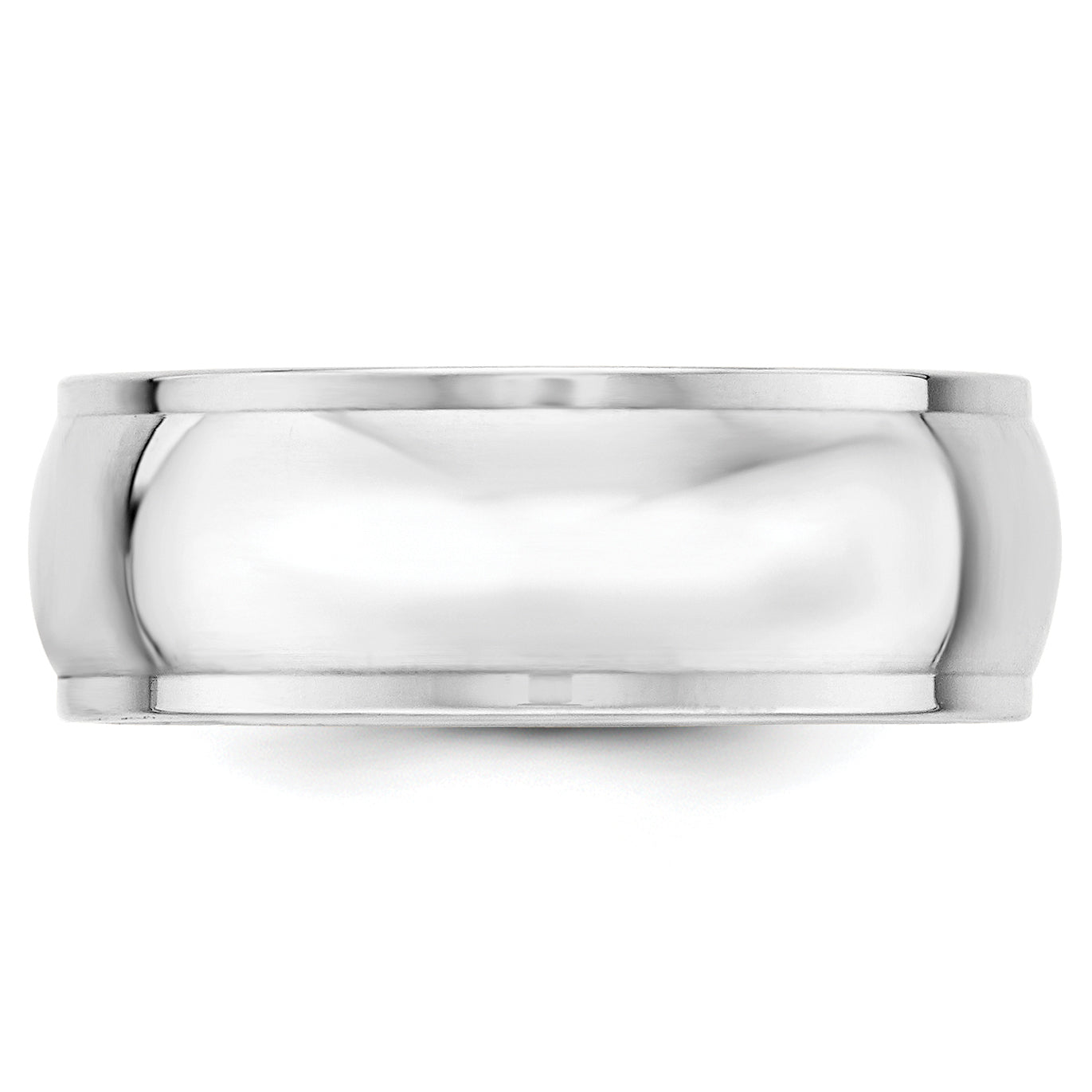 14k White Gold 8mm Half Round with Edge Wedding Band